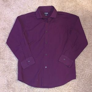 Boys Chaps Maroon Button Down Long Sleeve Dress Shirt Size Medium
